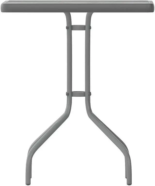 Alt view image 7 of 14 - Flash Furniture Barker Square Tempered Glass and Metal Table 23.5'' Silver (TLH073A1SV)