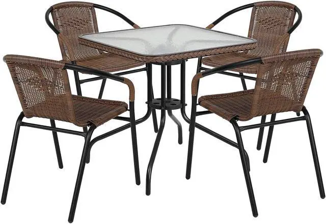 Alt view image 7 of 13 - Devon Set of 2 Indoor/Outdoor Modern Papasan Patio Chairs, Rope with Tan Finish PE Wicker Rattan and Light Gray Cushions