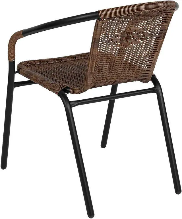 Alt view image 13 of 13 - Devon Set of 2 Indoor/Outdoor Modern Papasan Patio Chairs, Rope with Tan Finish PE Wicker Rattan and Light Gray Cushions