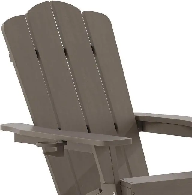 Alt view image 7 of 14 - Flash Furniture Newport Adirondack Rocking Chair with Cup Holder Brown (LEHMP104431BR)