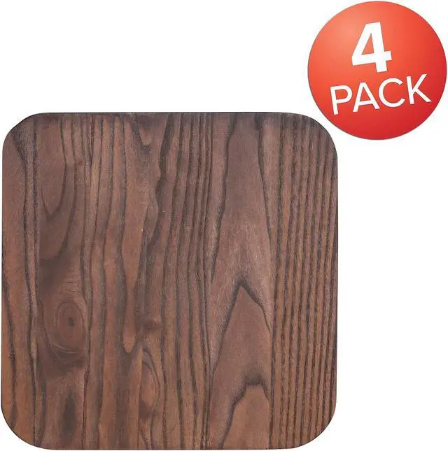 Main image of Flash Furniture Wood Seat Rustic Walnut 4 Pack (4CH31320M1D)