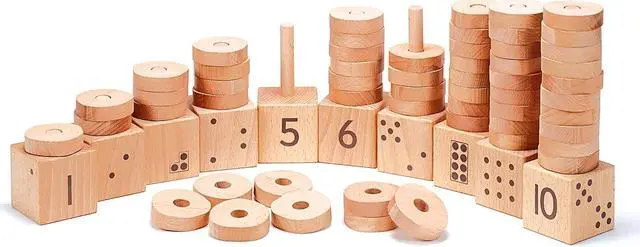 Main image of Yellow Door 1-10 Natural Number Stacker Set Natural Wood Shades (YUS1133)