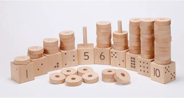 Alt view image 6 of 8 - Yellow Door 1-10 Natural Number Stacker Set Natural Wood Shades (YUS1133)