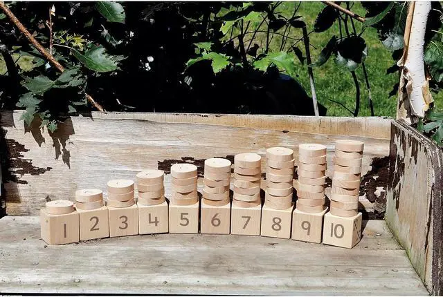 Alt view image 5 of 8 - Yellow Door 1-10 Natural Number Stacker Set Natural Wood Shades (YUS1133)