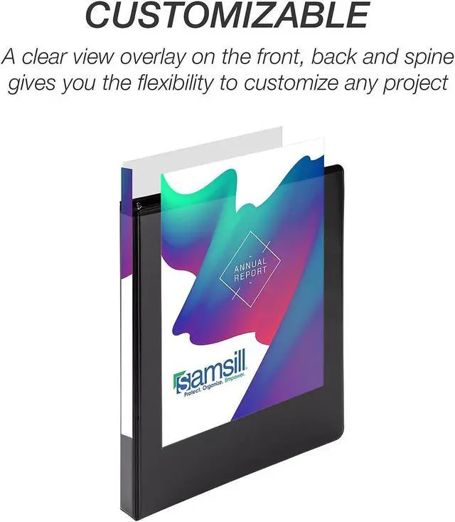 Alt view image 7 of 12 - Samsill 1/2" 3-Ring View Binders Black 12/Pack (I08510C)