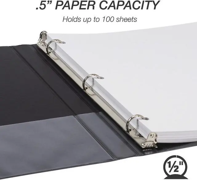 Alt view image 9 of 12 - Samsill 1/2" 3-Ring View Binders Black 12/Pack (I08510C)