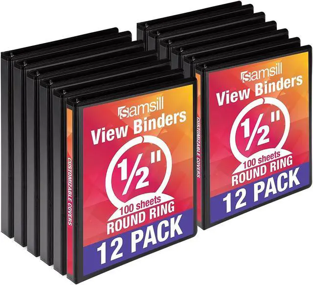 Alt view image 6 of 12 - Samsill 1/2" 3-Ring View Binders Black 12/Pack (I08510C)