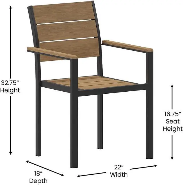 Alt view image 4 of 7 - Flash Furniture Finch Commercial Grade Patio Chair Natural/Gray (SBCA108WANAT)