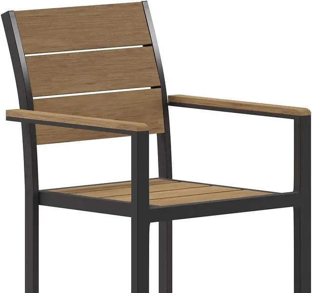 Alt view image 6 of 7 - Flash Furniture Finch Commercial Grade Patio Chair Natural/Gray (SBCA108WANAT)