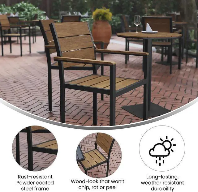 Alt view image 3 of 7 - Flash Furniture Finch Commercial Grade Patio Chair Natural/Gray (SBCA108WANAT)