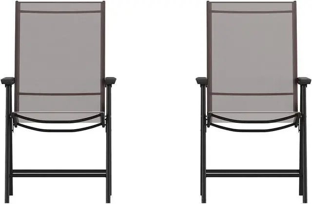 Main image of Flash Furniture Paladin Outdoor Folding Patio Sling Chair Brown 2/Pack (2TLHSC044BR)