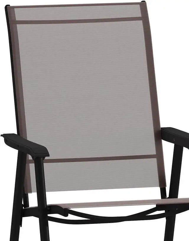 Alt view image 7 of 14 - Flash Furniture Paladin Outdoor Folding Patio Sling Chair Brown 2/Pack (2TLHSC044BR)