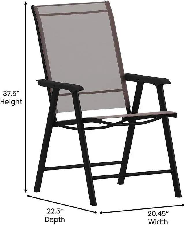 Alt view image 5 of 14 - Flash Furniture Paladin Outdoor Folding Patio Sling Chair Brown 2/Pack (2TLHSC044BR)