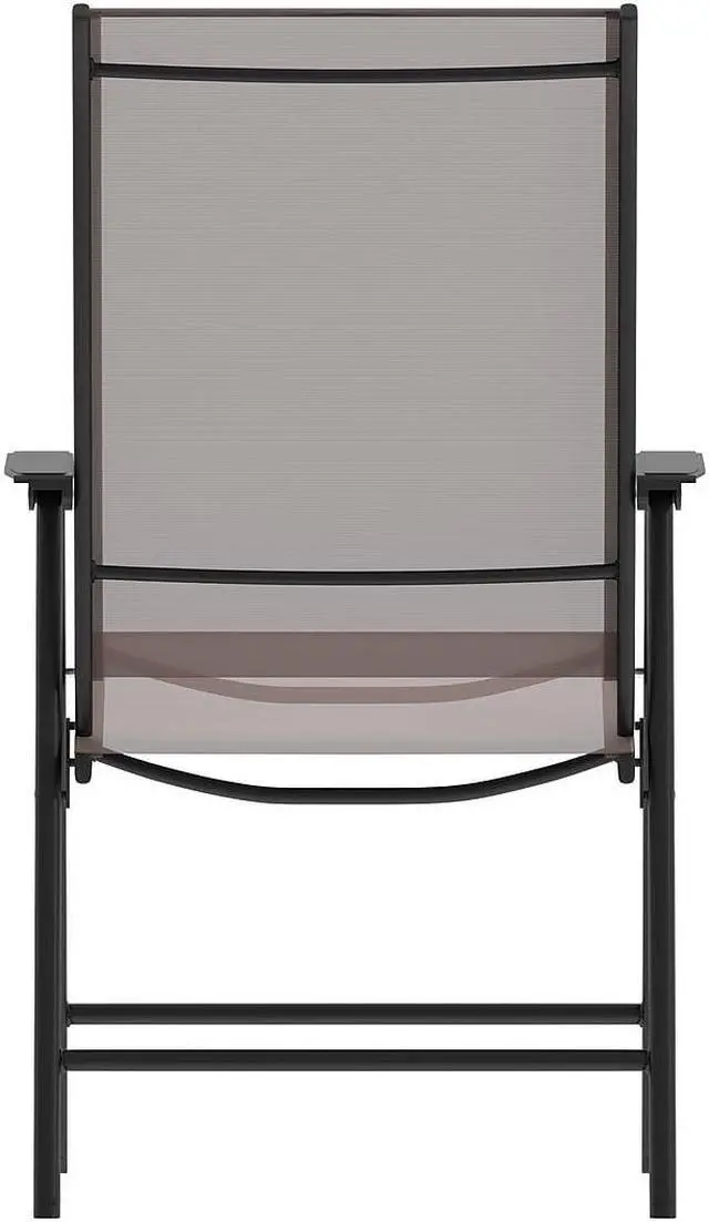 Alt view image 6 of 14 - Flash Furniture Paladin Outdoor Folding Patio Sling Chair Brown 2/Pack (2TLHSC044BR)