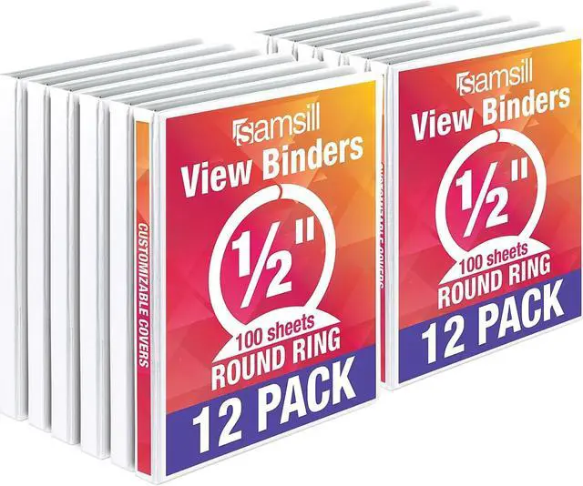 Alt view image 11 of 17 - Samsill I08517C Economy .5" Round Ring View Binders, White, 12 Pack