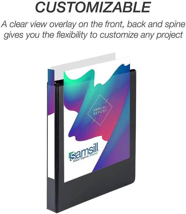 Alt view image 7 of 12 - Samsill Durable 1" 3-Ring View Binders Black (S88430)