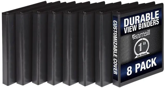 Alt view image 6 of 12 - Samsill Durable 1" 3-Ring View Binders Black (S88430)