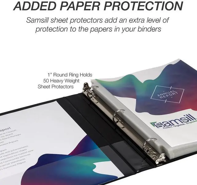 Alt view image 11 of 12 - Samsill Durable 1" 3-Ring View Binders Black (S88430)