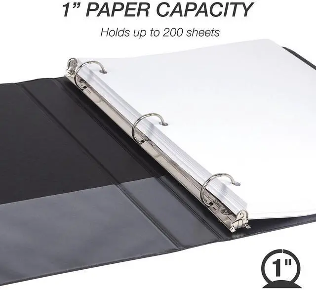 Alt view image 9 of 12 - Samsill Durable 1" 3-Ring View Binders Black (S88430)