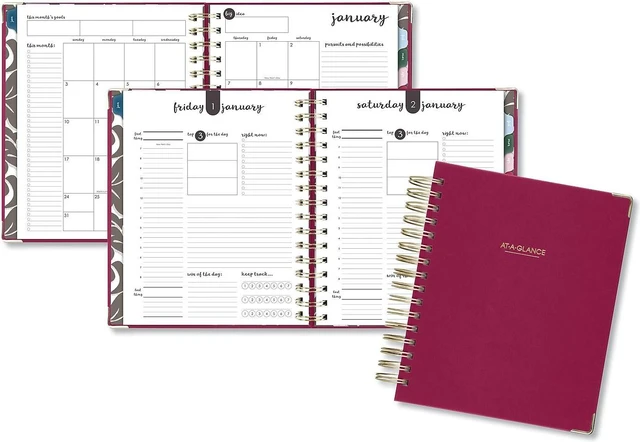 Alt view image 8 of 8 - 2024 AT-A-GLANCE 8.75 x 7 Harmony Daily Hardcover Planner Berry Cover 609980659