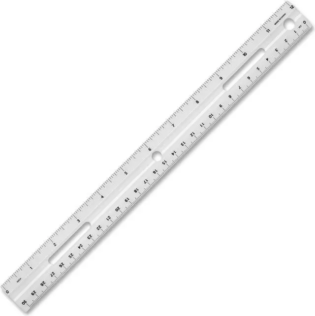 Main image of Business Source Plastic Ruler Beveled Edges 12"L White 32365