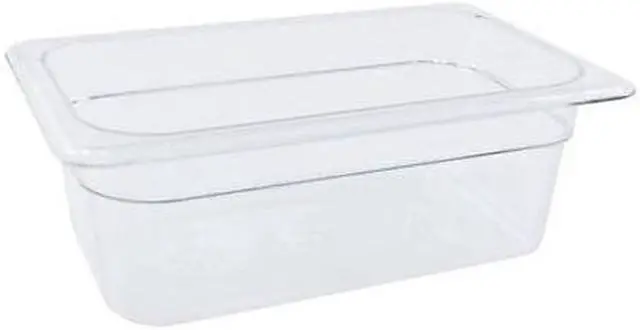 Main image of Cambro 1/4 Size 4" Deep Camwear Food Pan 3 4/5" H x 6 1/3" W x 10 2/5" D Clear (44CW135) 78444