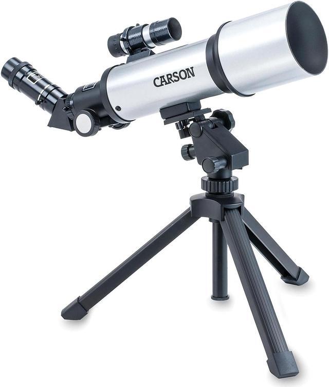Alt view image 2 of 6 - CARSON SkyChaser 70 mm Refractor Beginner Telescope with Tabletop Tripod Silver (SC-450) CSNSC450