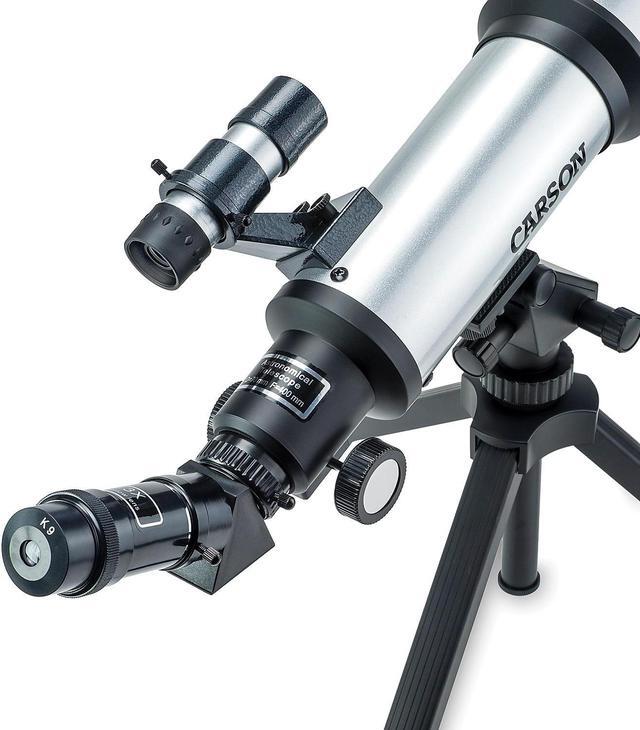 Alt view image 5 of 6 - CARSON SkyChaser 70 mm Refractor Beginner Telescope with Tabletop Tripod Silver (SC-450) CSNSC450