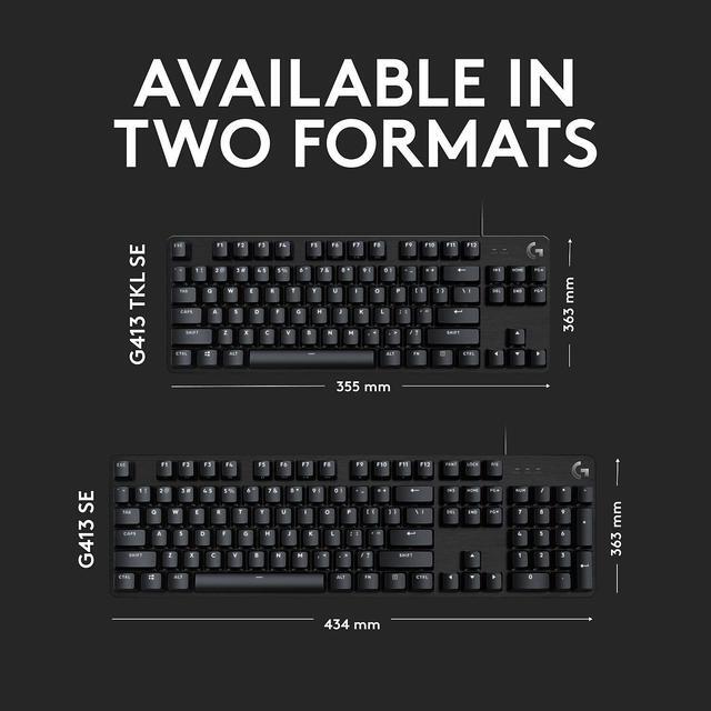 Alt view image 13 of 15 - Logitech G413 TKL SE Mechanical Gaming Keyboard - Compact Backlit Keyboard with Tactile Mechanical Switches, Anti-Ghosting, Compatible with Windows, macOS - Black Aluminum