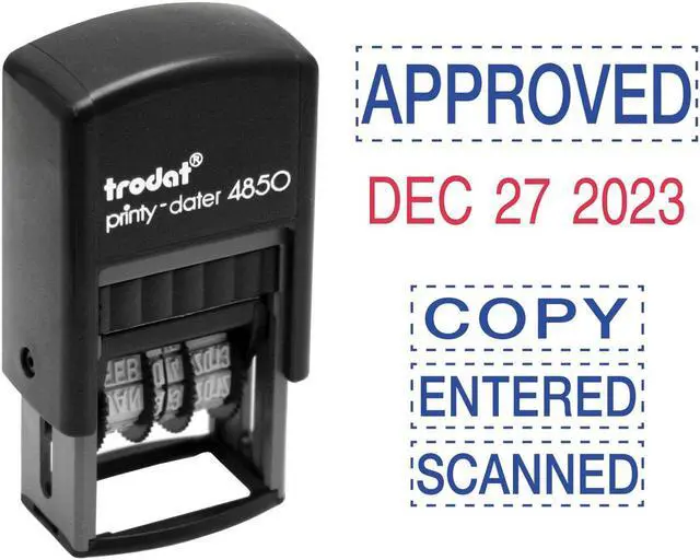 Main image of Trodat Economy 5-in-1 Micro Date Stamp Self-Inking 3/4 x 1 Blue/Red E4853L