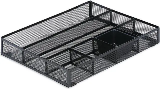 Alt view image 4 of 8 - Universal Metal Mesh Drawer Organizer 15 x 11 7/8 x 2 1/2 Black 20021