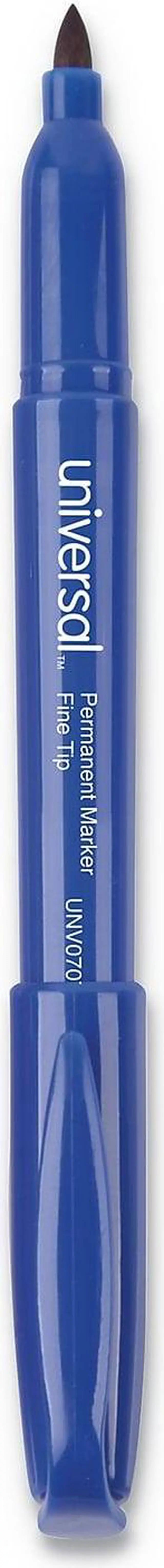 Alt view image 6 of 8 - Universal Pen-Style Permanent Marker Bullet/Fine Blue 1 dozen 07073