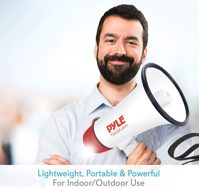 Alt view image 2 of 11 - Pyle PMP37LED Mini Compact Megaphone 30-Watt White PYLPMP37LED