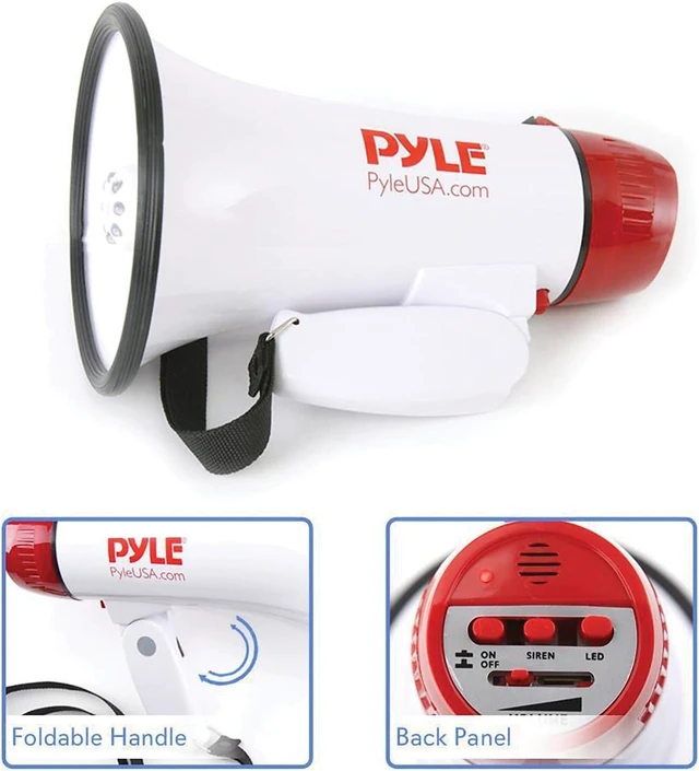 Alt view image 7 of 11 - Pyle PMP37LED Mini Compact Megaphone 30-Watt White PYLPMP37LED