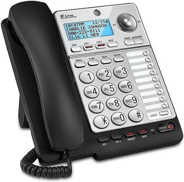 Alt view image 4 of 4 - AT&T ML17928 2-Line Corded Phone Black/Silver 424673