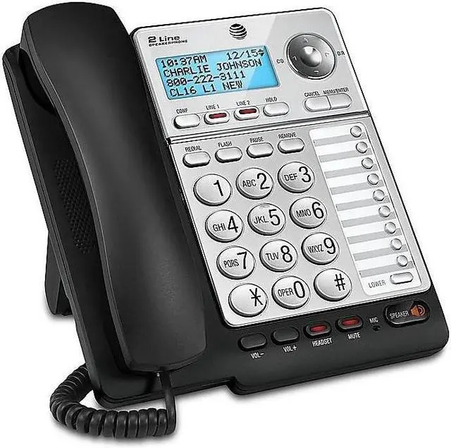 Alt view image 3 of 4 - AT&T ML17928 2-Line Corded Phone Black/Silver 424673