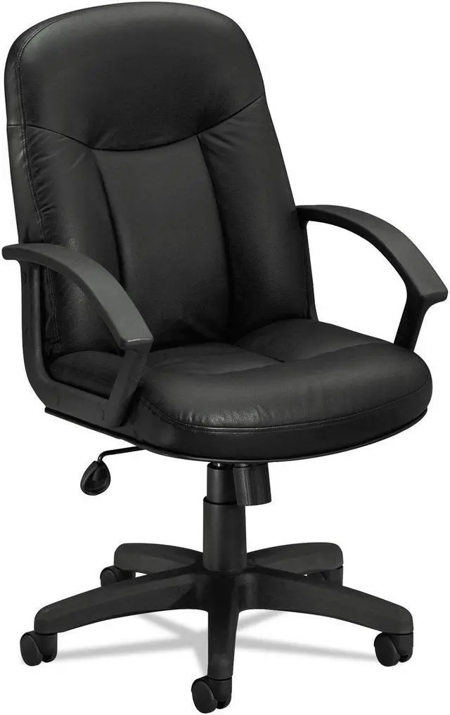Main image of Basyx VL601 Series Leather High-Back Swivel/Tilt Chair Metal 26 x 33 1/2 x 43 Black VL601SB11