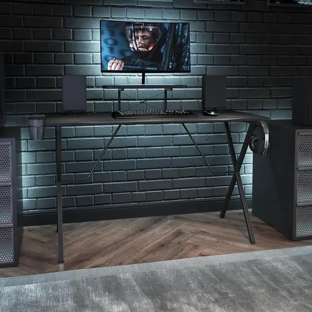 Alt view image 2 of 14 - Flash Furniture 52"W Table Desk Black (NAN-RS-G1031-BK-GG) NANRSG1031BK