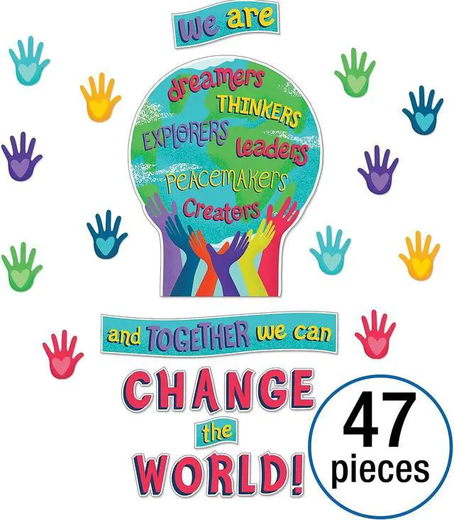 Alt view image 3 of 3 - Carson-Dellosa Carson Dellosa Education One World Together We Can Change the World Bulletin Board Set 47 Pieces (CD-110488)