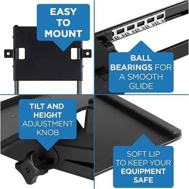 Alt view image 2 of 6 - Mount-It! Under Desk Computer Keyboard and Mouse Tray Black (MI-7135)