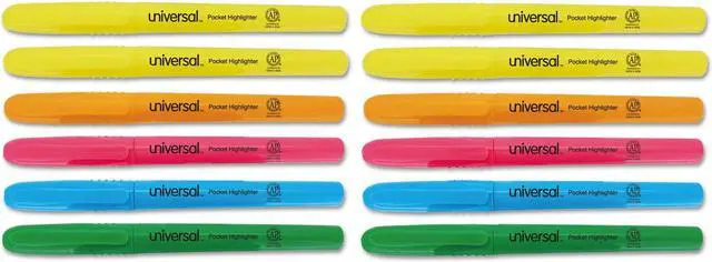 Main image of Universal Pocket Clip Highlighter Chisel Tip Assorted Colors 12/Set 08857