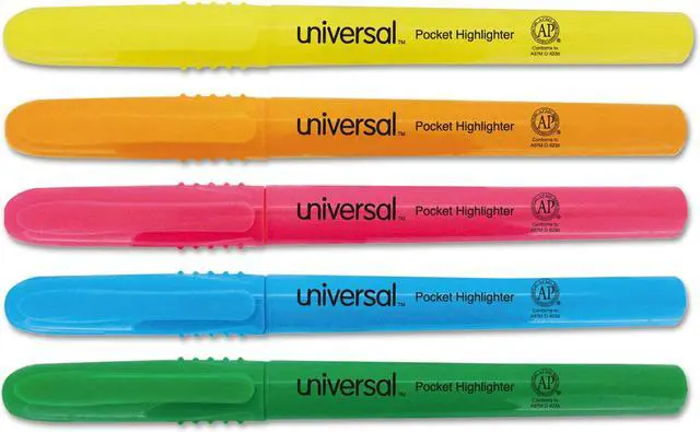 Alt view image 2 of 7 - Universal Pocket Clip Highlighter Chisel Tip Assorted Colors 12/Set 08857