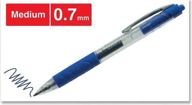 Alt view image 4 of 6 - Universal Comfort Grip Clear Retractable Gel Ink Roller Ball Pen Blue Ink .7mm 36/Pack 39911