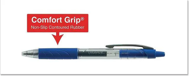 Alt view image 5 of 6 - Universal Comfort Grip Clear Retractable Gel Ink Roller Ball Pen Blue Ink .7mm 36/Pack 39911