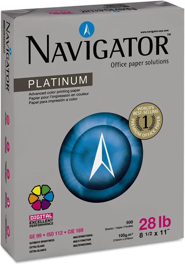 Main image of Navigator Platinum Paper 99 Brightness 28lb 8-1/2 x 11 White 500 Sheets/Ream NPL1128