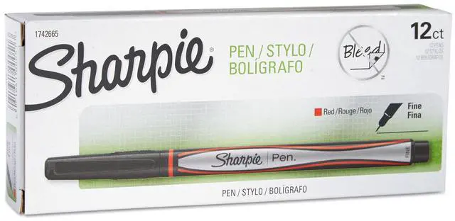 Alt view image 5 of 7 - Sharpie Plastic Point Stick Water Resistant Pen Red Ink Fine Dozen 1742665
