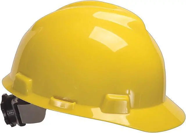 Main image of MSA V-Gard Polyethylene Ratchet Suspension Short Brim Hard Hat Yellow (475360)