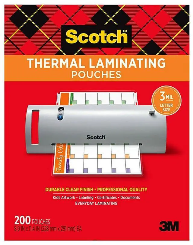 Alt view image 15 of 20 - Scotch Letter Size Thermal Laminating Pouches 3 mil 11 2/5 x 8 9/10 200 per Pack TP3854200
