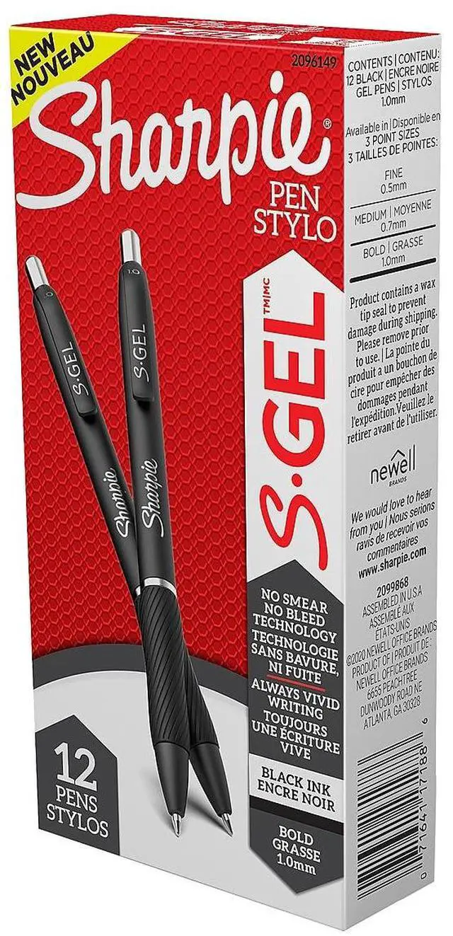 Alt view image 7 of 13 - Sharpie S-Gel S-Gel Retractable Gel Pen Bold 1 mm BLK Ink 2096149