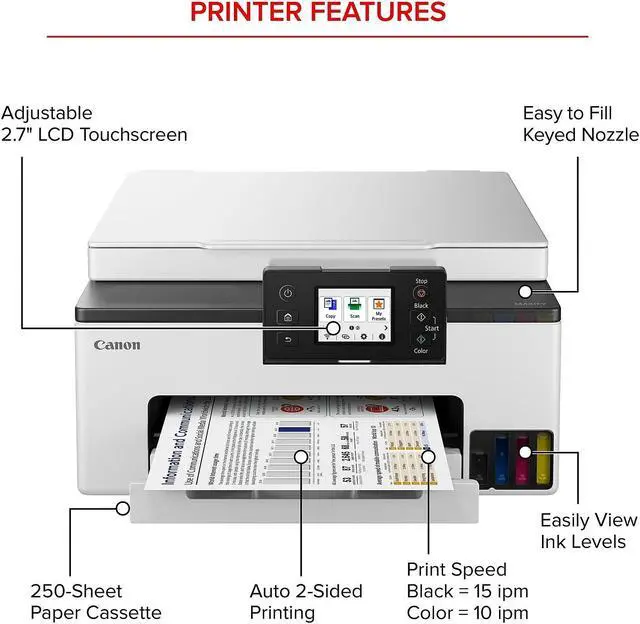 Alt view image 2 of 20 - Canon MAXIFY GX1020 Inkjet Printer All-in-One Supertank Print Scan Copy (6169C002)